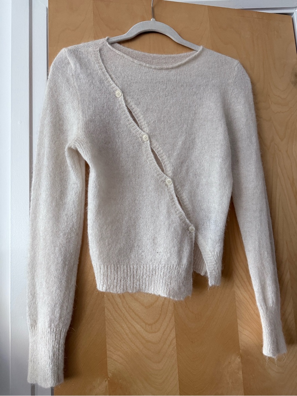 Jacquemus Le Maille Pau White Asymmetrical Cardigan sz 36/ S